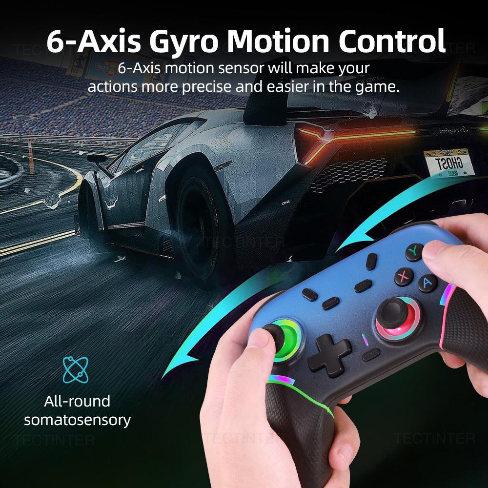 Беспроводной RGB BT Контроллер для Nintendo Switch 1/2/OLED Геймпад для Android Телефона/ПК Джойстик с эффектом Холла с функцией Турбо