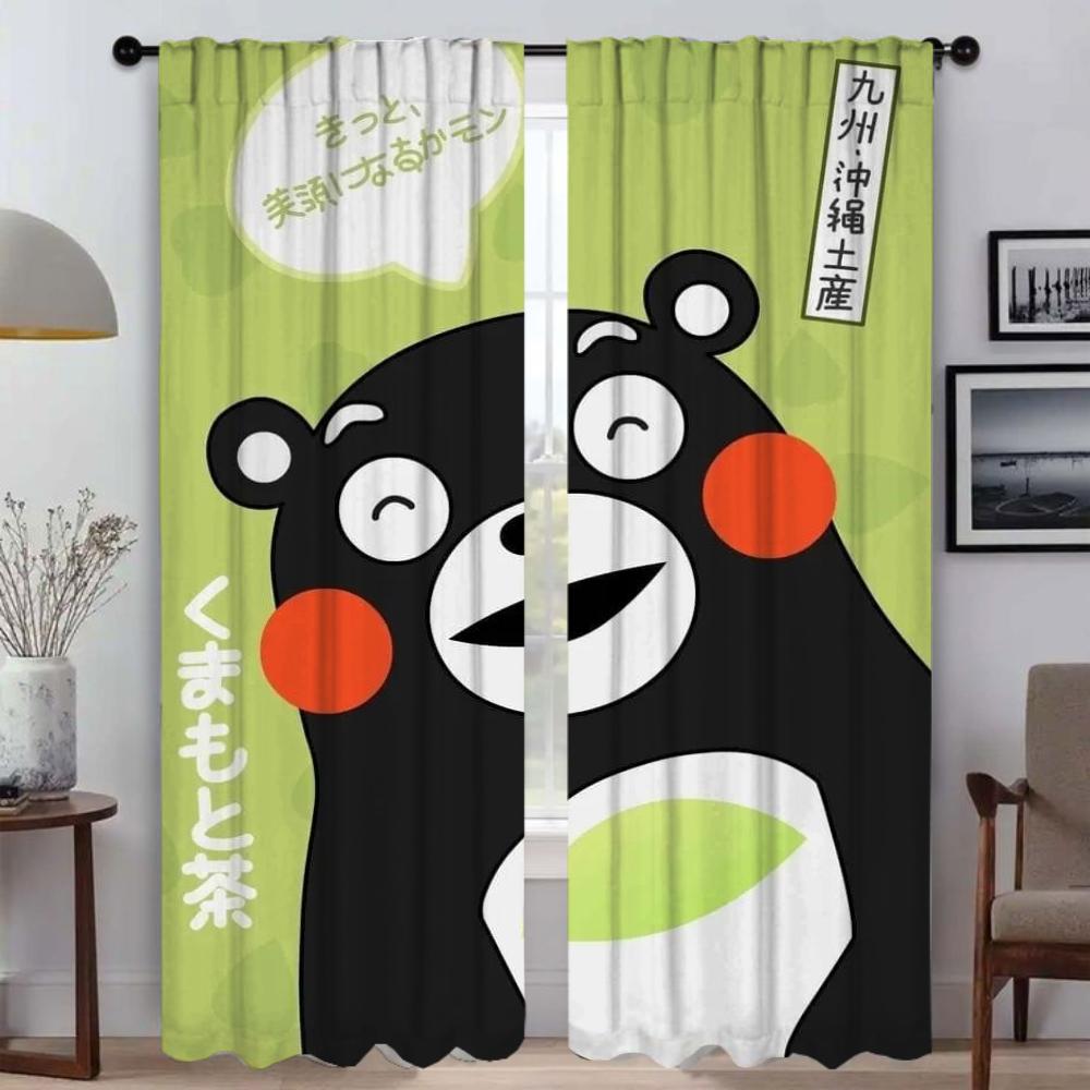 Набор из 2 штор Kumamon для дома, оконная штора, панель для комнаты, декорация на Хэллоуин, перегородка, шторы для гостиной, кухни, зоны для готовки, изготовлено