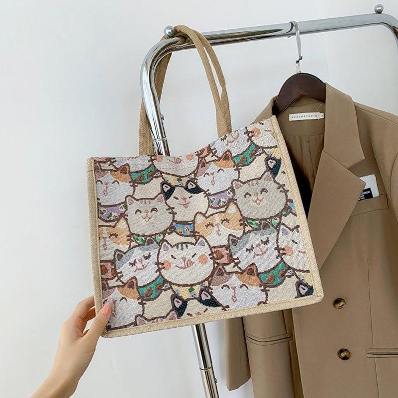Stylish Unisex Pu Canvas Shoulder Bag For College Students With Cute Bear Patterns