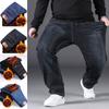 Men's Jeans Thick Stretch Denim Jeans Winter Warm Fleece Straight Trousers Cotton Pants for Men