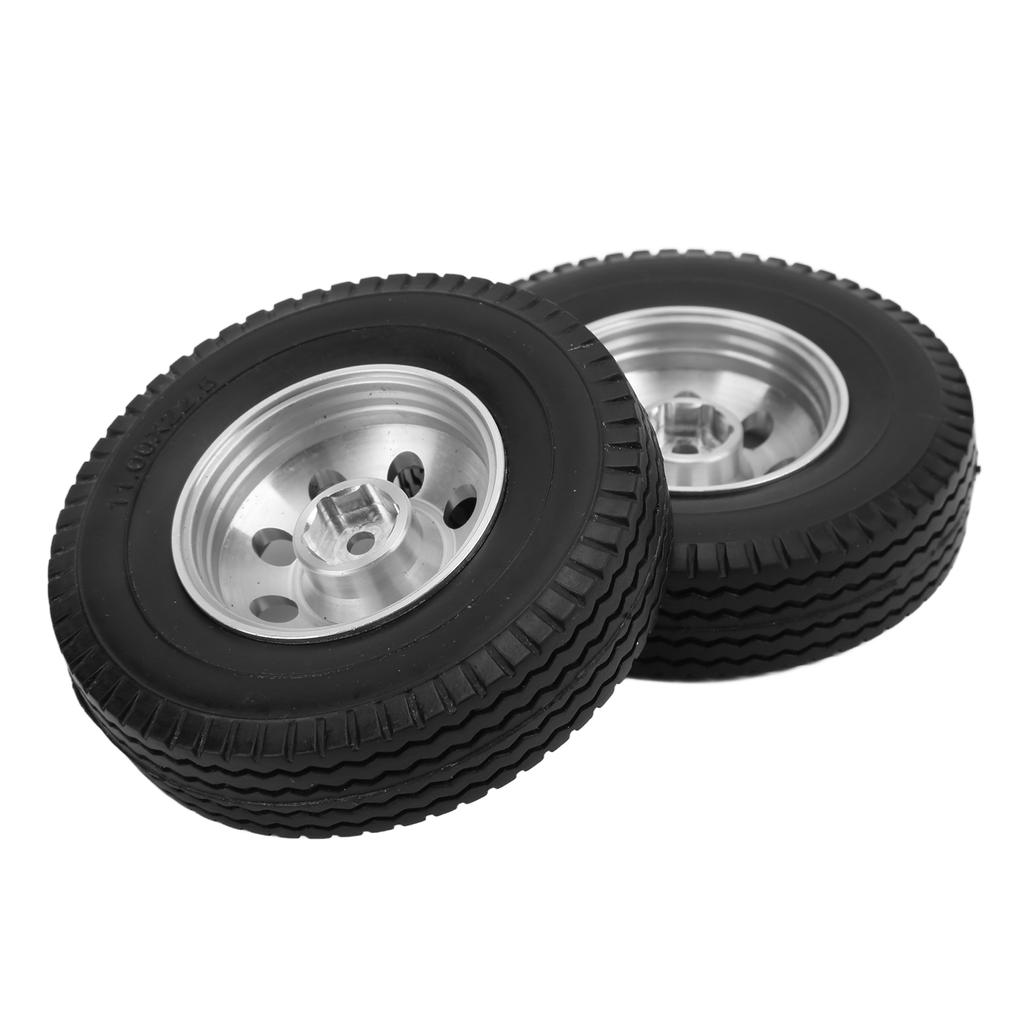 2Pcs RC Car Wheels Rubber Tires 84mm CNC Metal Wheel Rims Hubs Set for Tamiya 1 14 RC Car Truck