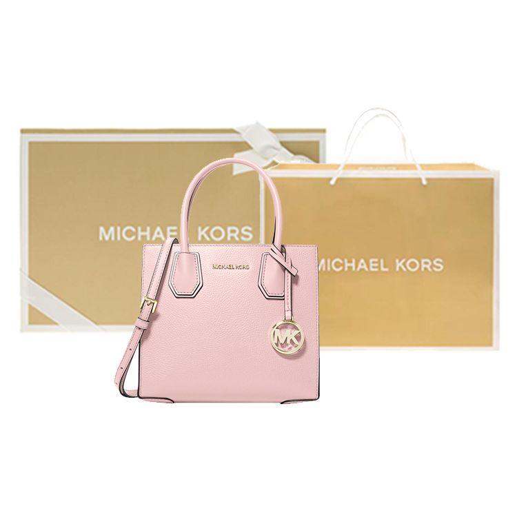 Michael Kors MK Mercer Логотип Винтажный Однотонный Гармошка Наплечная Сумка Через Плечо Женские Сумки Вишнево-Розовый 35S1GM9M2L-648