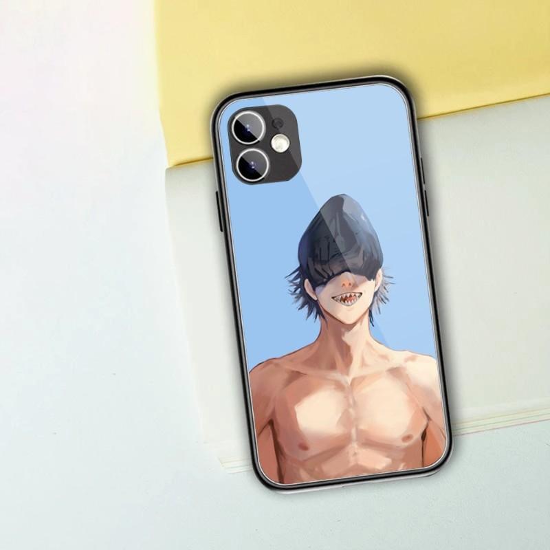 Чехол для телефона с рисунком аниме «Человек бензопилы» для IPhone 13 12 11 XS X 8 7 6 Plus Mini Pro Max SE 2022, черный стеклянный чехол из ПК и ТПУ