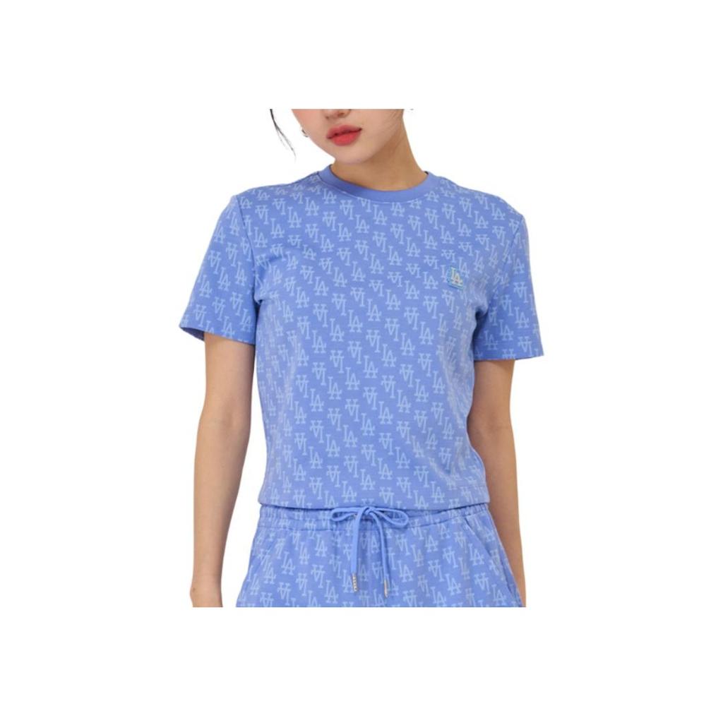 New MLB Los Angeles Dodgers MONOGRAM Collection Regular T Shirt Women's Light Cobalt Blue 3FTSMA143-07CBL