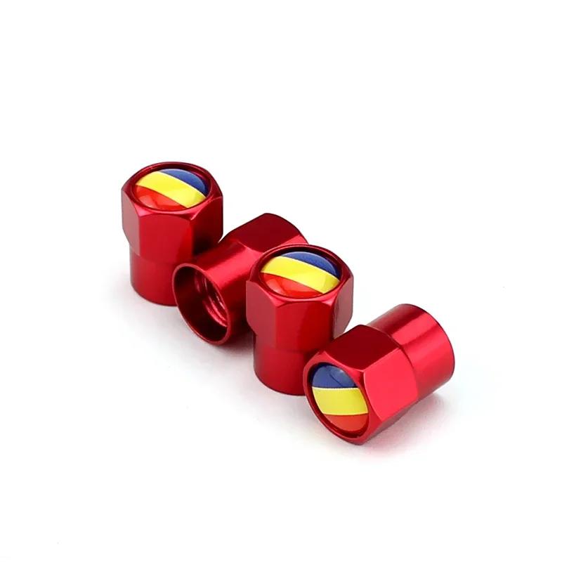 4PCS Romania Flag Car Wheel Tire Valve Caps Tyre Stem Covers for Honda Toyota BMW Nissan Volkswagen KIA Ford Hyundai Subaru