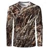 Camouflage Hunting T-Shirt Forest Print Men T Shirt Outdoor Sports Long Sleeve Trip Tactical Training Oversize Top Mens Clothing