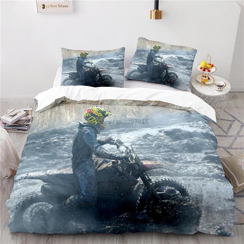 Stunt Off-road Motorcycle 3d Printed Bedding Set Duvet Cover Set with Pillowcase Twin Full Queen King Size Bedclothes Bed Linen