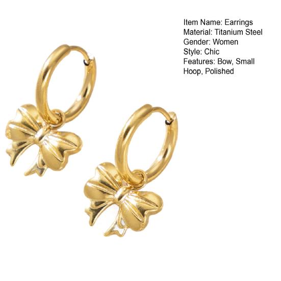 1 пара сережек-обнимашек с бантом из титановой стали, подарочные серьги-кольца для выпускного, свидания, свадьбы