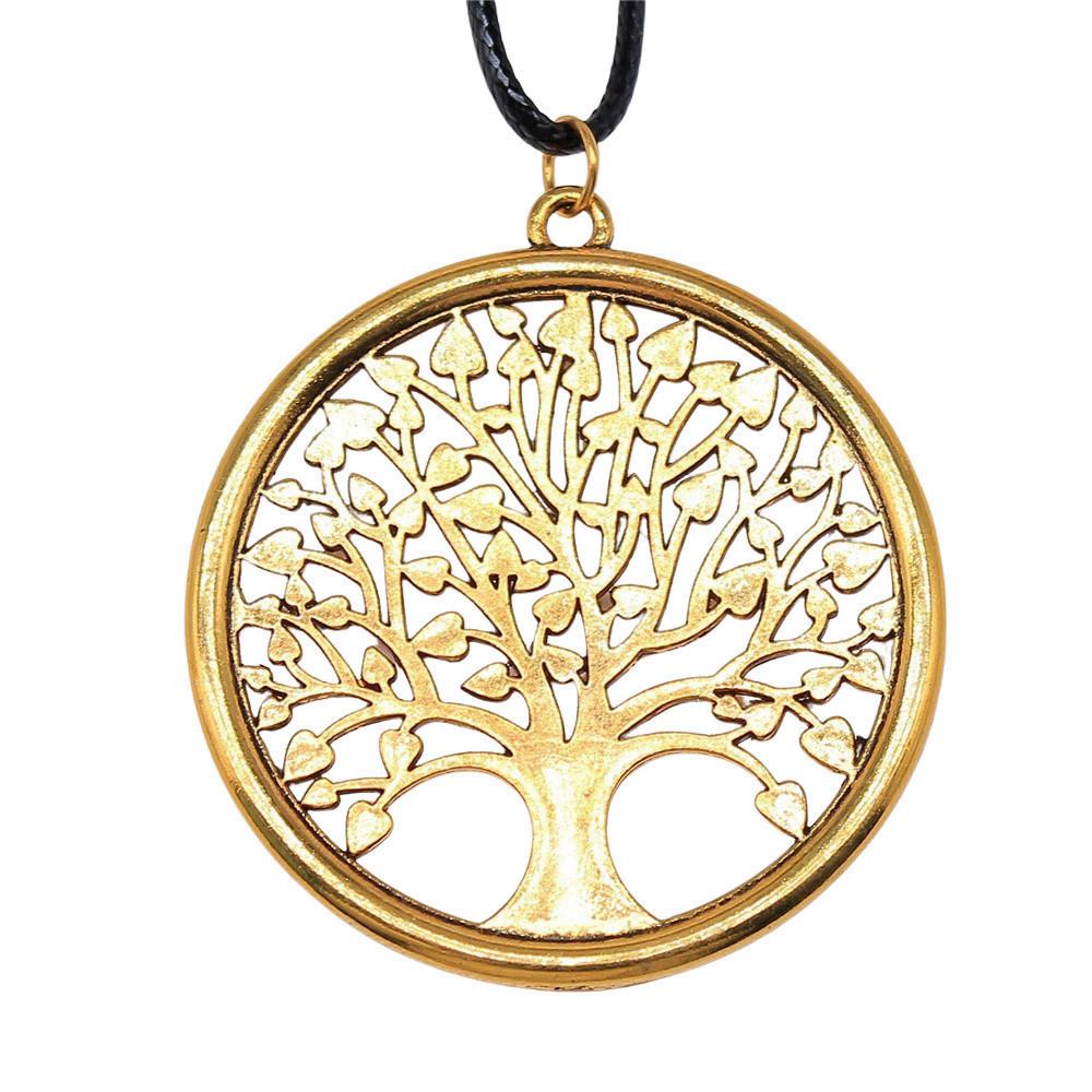Антикварный кулон-ожерелье "Древо Жизни" Nature Boho Statement Jewelry 45см Кожаная цепочка