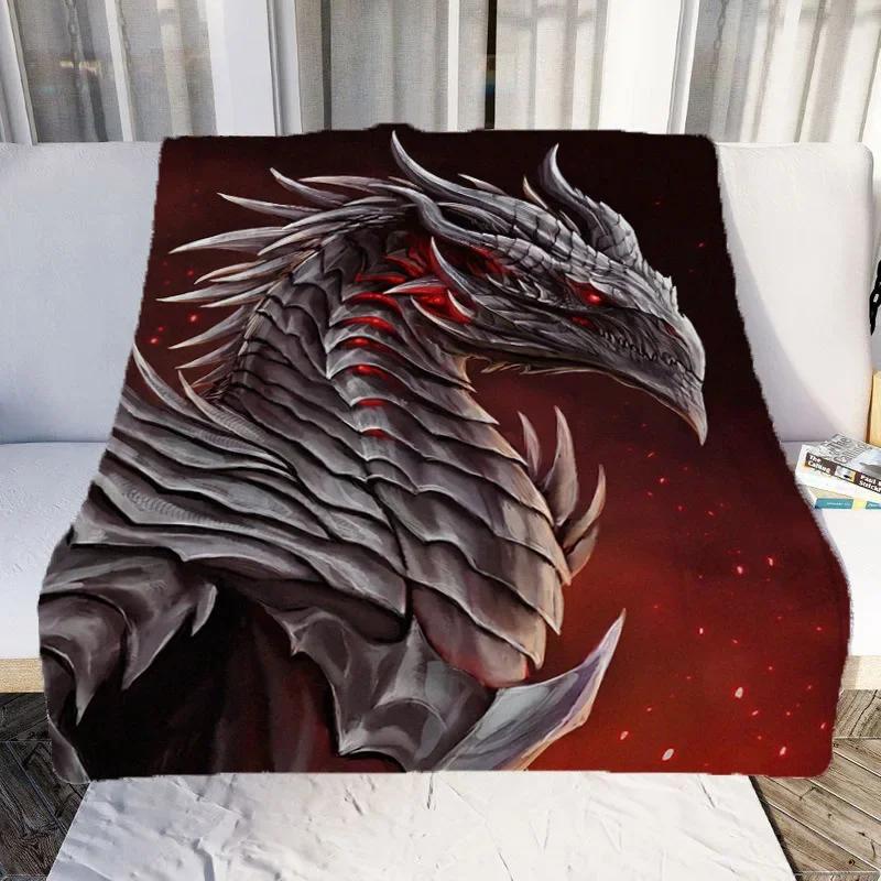 Cartoon Dragon Art Patterns Blanket Animals Flannel Blanket Cosy Lazy Couch Cover Blanket Super Soft Sheet Mattresses