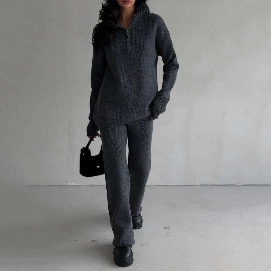 Женский однотонный костюм с капюшоном и длинным рукавом, свободный топ, широкие брюки, осень-зима