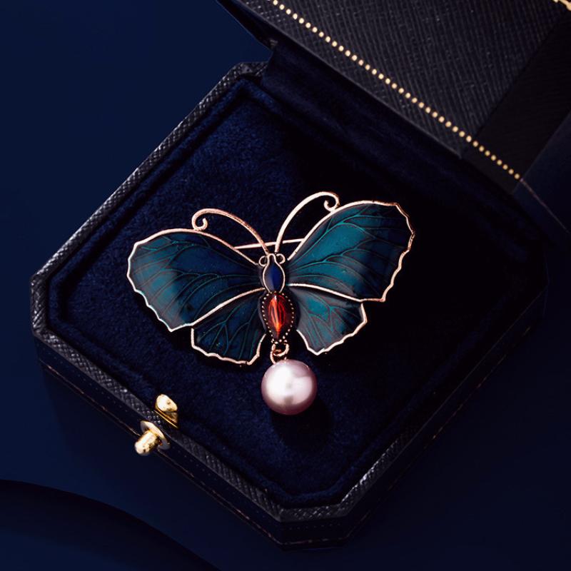 Enamel Painted Butterfly Brooch Female Temperament Elegant Corsage Suit Sweater Accessories