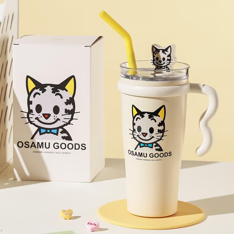 Термокружка Baju Bear Giant Cat с ручкой и соломинкой