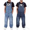 Men's Multi-Pocket Plus Size Loose Denim Bib Pants Teenage Spring Mid-Rise Slightly Stretchable Work Pants