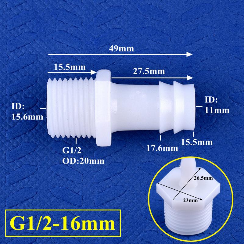 10pcs/lot PE Pagoda Direct Connector G1/2" 3/4" Male Thread To 4~25mm Barb Joints Aquarium Adapter Air Pump Tube Connector Micro Irrigation Hose Joint