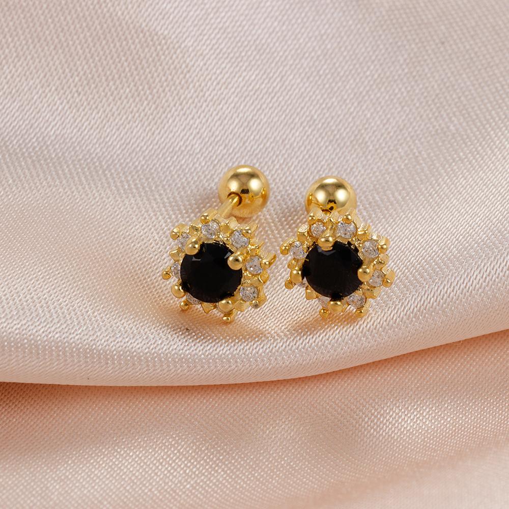 Классические серьги-гвоздики из нержавеющей стали с минимальным кристаллом в форме цветка для женщин, простые модные серьги-гвоздики золотого цвета для пирсинга, ювелирные изделия для вечеринок