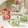 Cute Animal Apple With Lid Office Couple Water Cup Creative Birthday Souvenir High Value Ceramic Cup