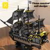 Black Sail Pirate Ship Building Blocks 3-Masted Sailboat Bricks Adult Collectible DIY Assembly Model Display Decoration Toy Gift