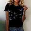 Женская одежда, летняя футболка с 3D-принтом, свободная, дышащая, с коротким рукавом, модная, с принтом бабочек, с круглым вырезом, повседневная, женская футболка