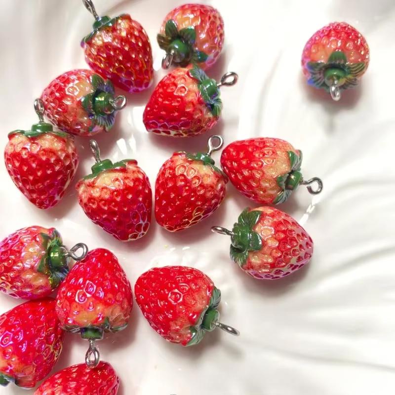 Новый Aurora Simulation 3D Strawberry Electration DIY Смола Аксессуары Кремовый Гель Головной Убор Заколка Для Волос с Отверстием Материал