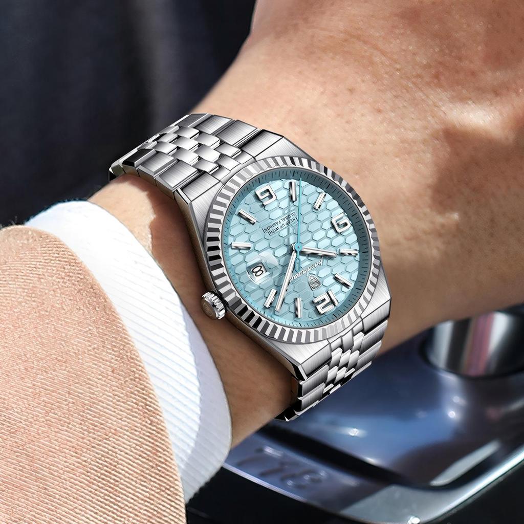 Роскошные мужские кварцевые часы делового стиля, водонепроницаемые, с люминесцентной подсветкой, с датой, из нержавеющей стали, наручные часы, мужские, Relogio Masculino