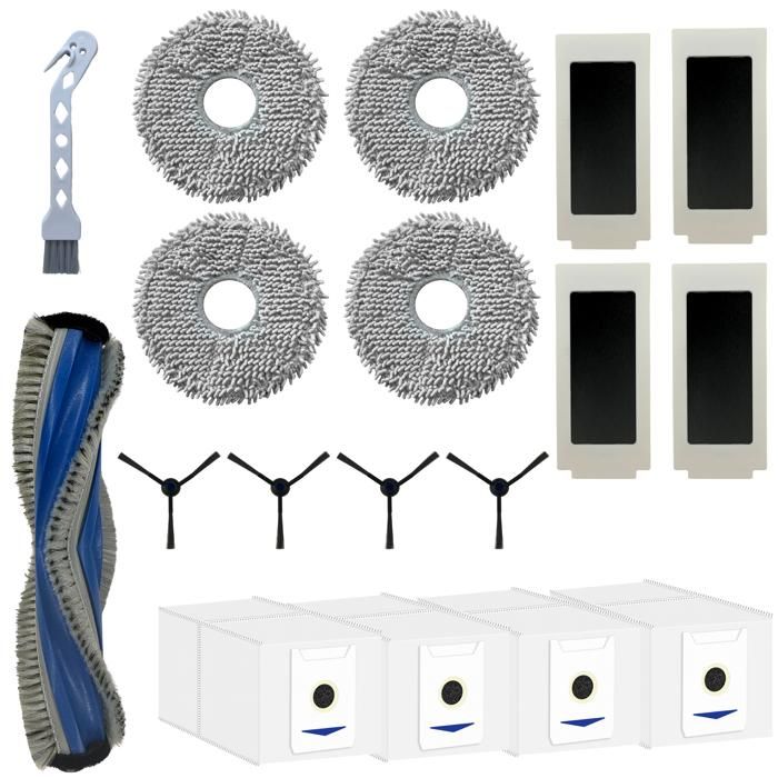 Accessory Pack for Ecovacs Deebot T30 Omni/T30 Pro Omni - Filter/Bag/Mop/Side Brush/Phonillico® Extractor Roller