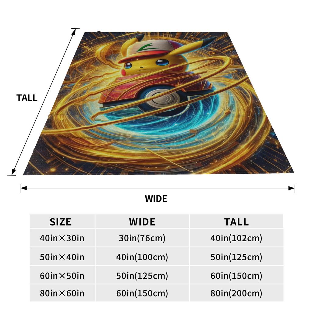 Пикачу в одеяле Poke Plush Детское флисовое одеяло для домашнего декора Супермягкий дизайн Качественный плед Подарок