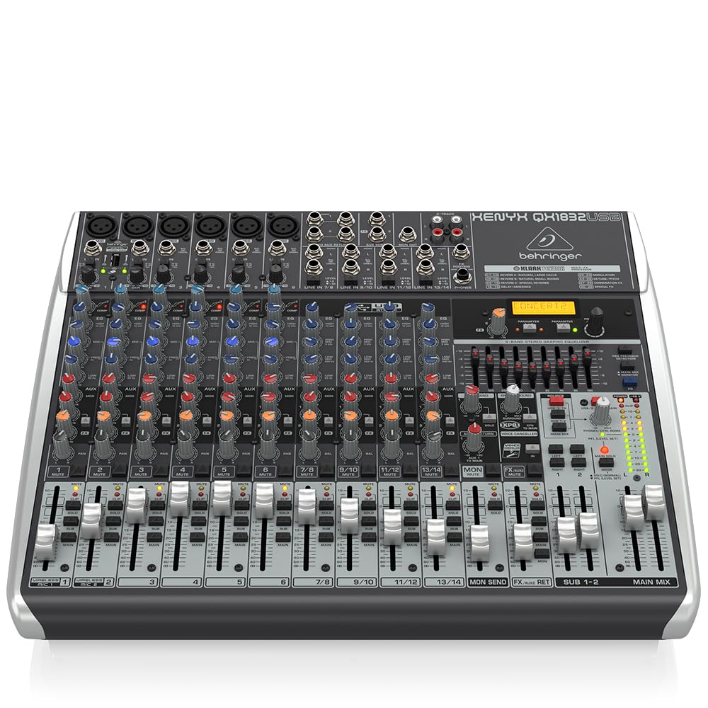 Аналоговый микшер Behringer, 18 каналов, 3 шины, 1 ручка, аудиоинтерфейс XENYX QX1832USB, комп/эффект/USB