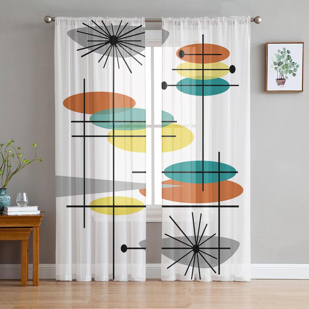 Абстрактные геометрические черно-желтые прозрачные занавески из тюля для гостиной, взрослых, спальни, шторы для кухни, вуаль, органза, декор, занавески