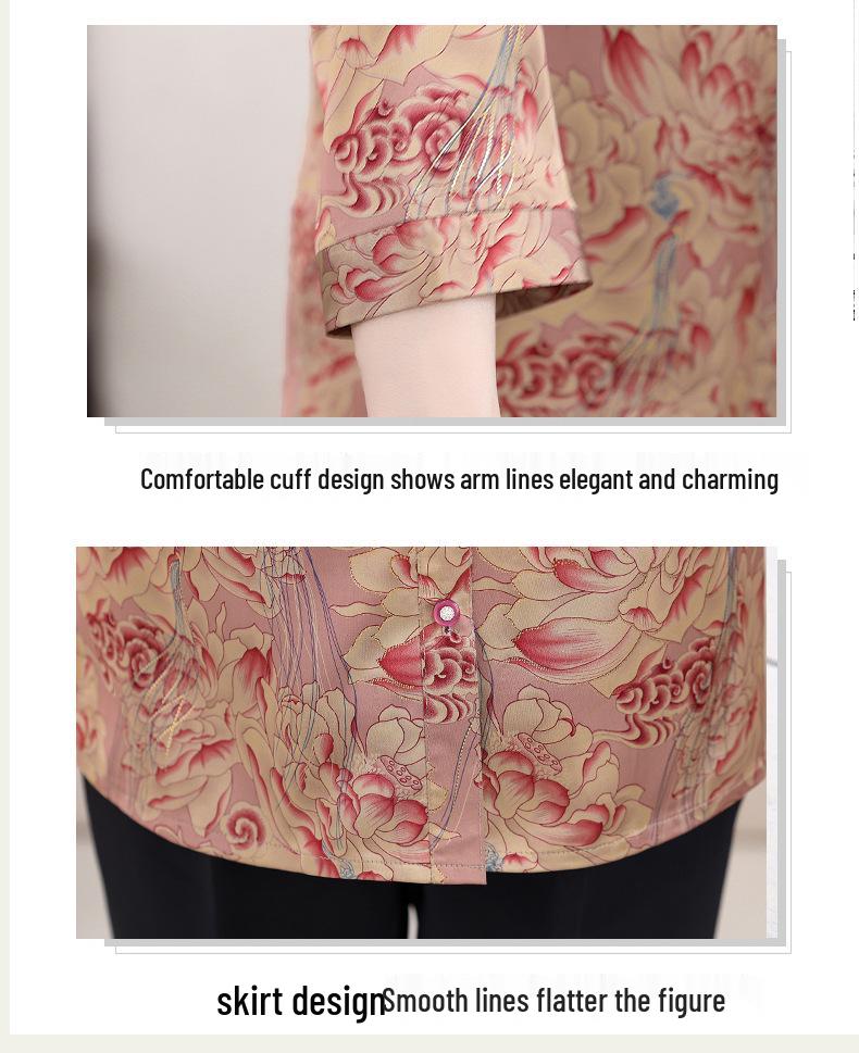 2026 Spring/Summer Plus Size Printed Shirt for Middle-Aged & Elderly Women - Loose & Slimming Mother's Top