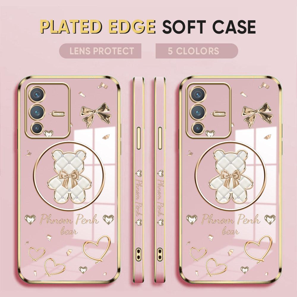 Для Honor 90 70 50 X7a X9a P30 Pro P40 Lite Infinix Hot 40i 30i Vivo Y22 Y18 V30 Pro V40 Мягкий чехол для телефона TPU с рисунком сияющего медведя