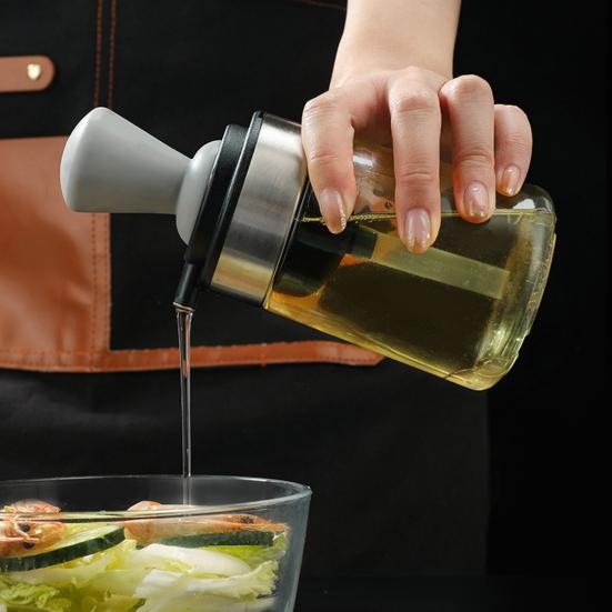 304 Stainless Steel Oil Spout Glass Oil Bottle with Silicone Brush Smooth Dispensing Easy Refilling Precision Oil Dispenser