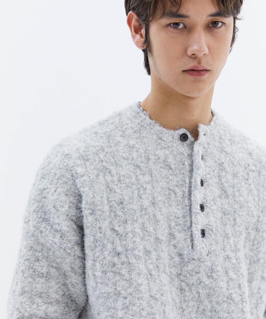 TRIP LE SENS Cloud Oversized Henley Neck Knit_Gray
