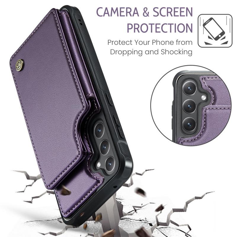 Для iPhone 15 Pro Max 14 Pro 13 12 11 Samsung S24 FE S23 Ultra S22 A54 Z Fold5 Flip5 противоударный кожаный держатель для карточек чехол для телефона чехол