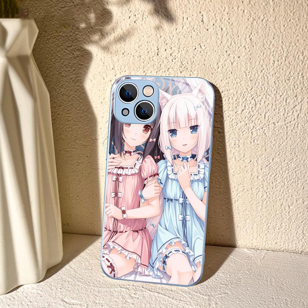 Чехол для телефона Nekopara Chocola Vanilla для iPhone 14 13 12 Mini 11 Pro XS Max X XR 14 Plus Закаленное стекло