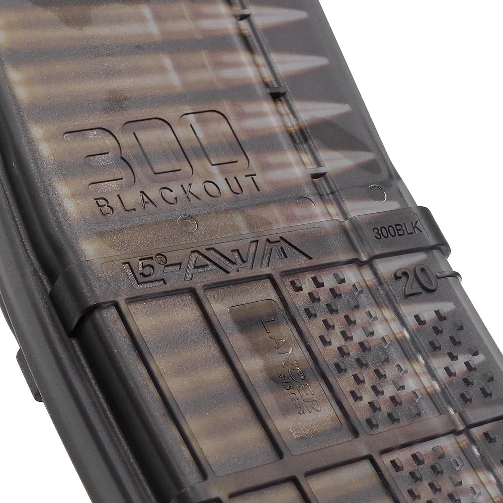 Ryohin Buhin Spare Magazine for Tokyo Marui M4 Series Electric Guns, Officially Licensed LANCER L5 AWM 300BLK, 150 Rounds, Reinforced Polymer, Black