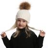 Hat Soft Kids Earflap Beanie Boy Girl Winter Wool Hat Real Fur Pompom Hat Warm Knitted Baby Hat Children Pompon Beanies Cap
