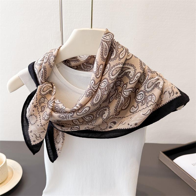 Cashew Print Hairbands Scarf Women Elagant Cotton Linen Feeling Bandana Neck Kerchief Head Bands Foulard Female Scarfs