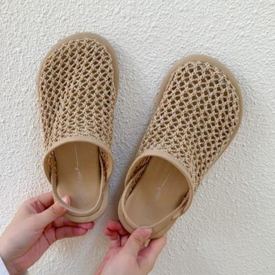 Модная женская обувь на плоской подошве, сетчатые мюли, летняя плетеная обувь для женщин 2025, новые повседневные сандалии, дизайнерские шлепанцы для ходьбы, модные римские сандалии