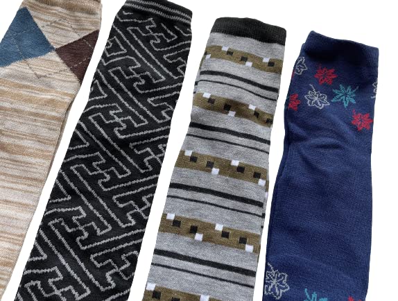 EM Wear Japan Comfortable Cotton Blend Tabi Socks with Heels and Japanese Value Pack of 5 of Your Men's Patterns. (Pattern Choice).