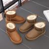 Children Short Boots Solid Color Versatile Boys Girls Warm Boots with Thick Fur 2024 New Fashion Snow Boots Soft Sole Non-slip