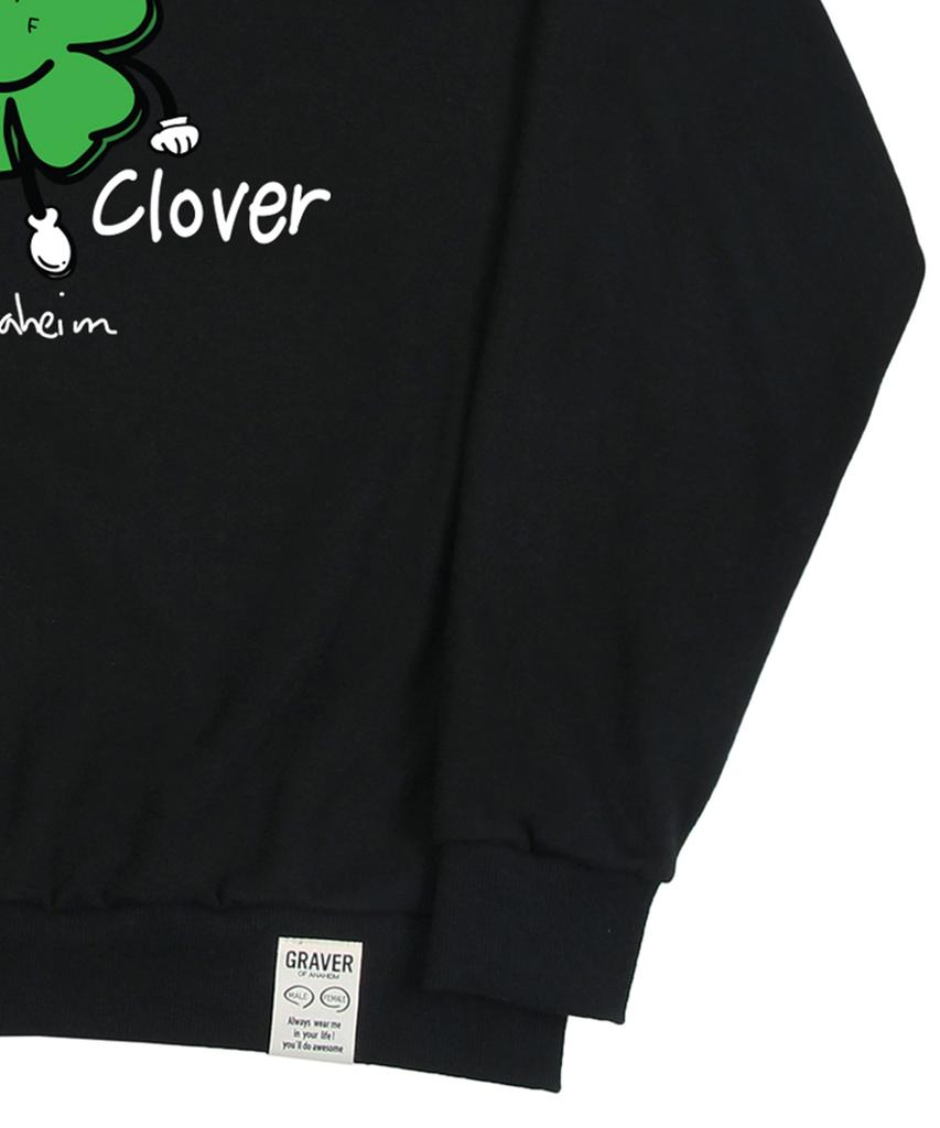GRAVER [Unisex] Lucky Clover Center Sweatshirt_Black
