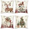 Наволочки на рождественскую тематику: Олень, Ретро-автомобиль, Дизайн варежек и рождественской елки Наволочка для диванной подушки Новогоднее украшение для дома и комнаты