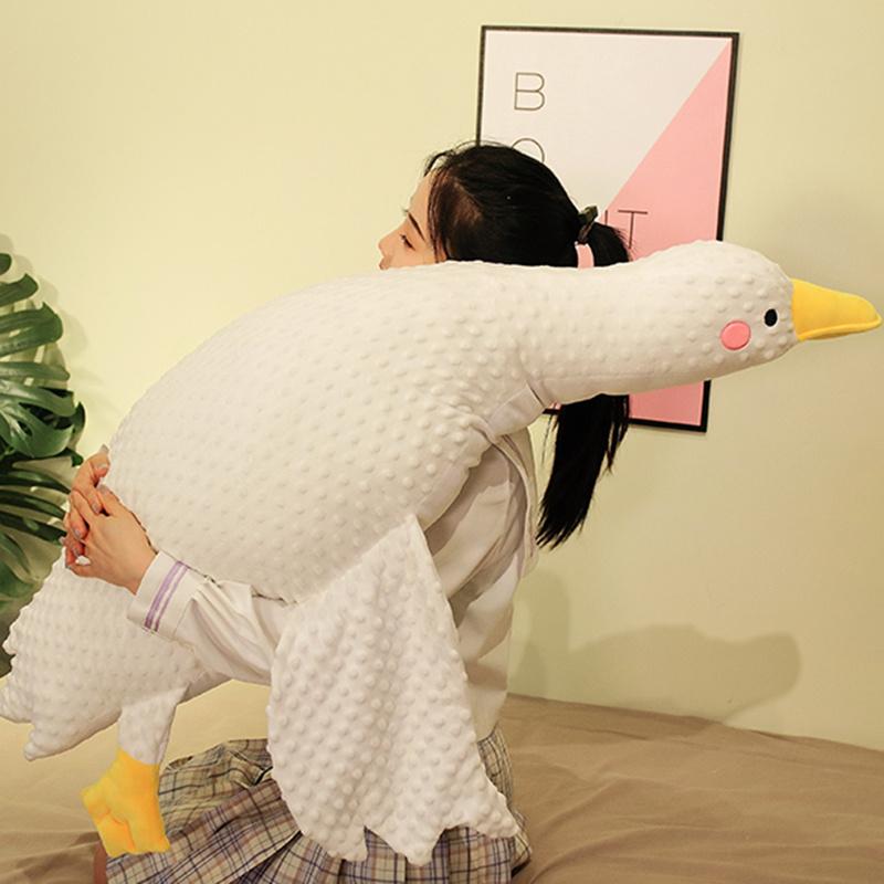 70 /100 /120cm Huge Size Massage Duck Plush Toys Stuffed Soft Lying Goose Pillow Cartoon Animal Mat Dolls Baby Kids Appease Toys