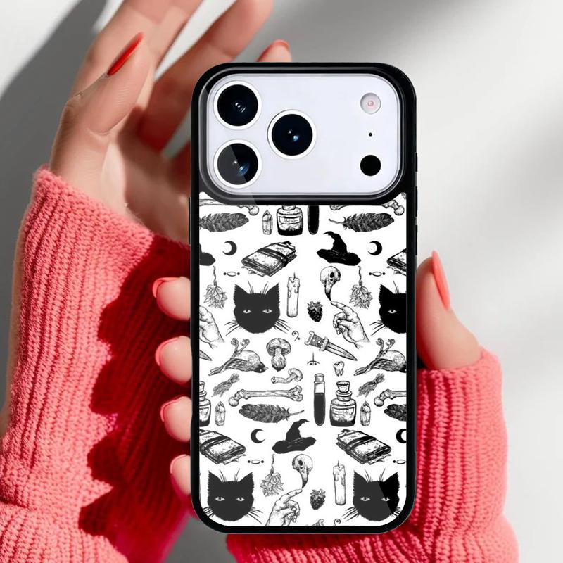 Колдовство Хэллоуин Кот Темная Ведьма Чехол для Телефона для iPhone 17 Air 16e 15 14 13 Pro Max Задняя Крышка для 12 11 Pro Coque