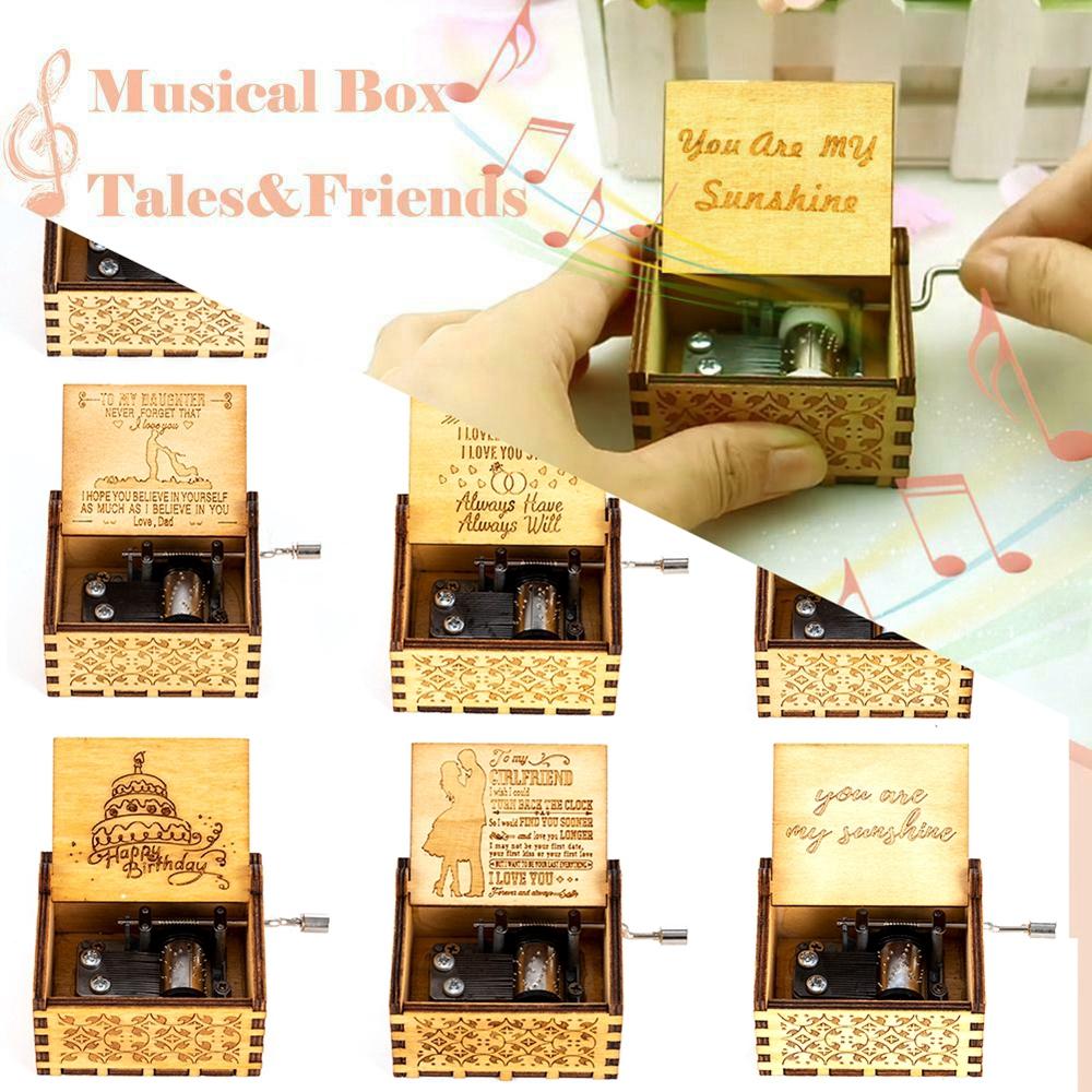 Wooden Music Box "You Are My Sunshine " Hand Cranked Wooden Music Box Valentine's Day Birthday Gif