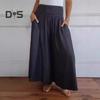 Women Pants Oversized Wide Leg Elastic High Waist Casual Trousers with Pockets Solid Color Versatile Long Pants