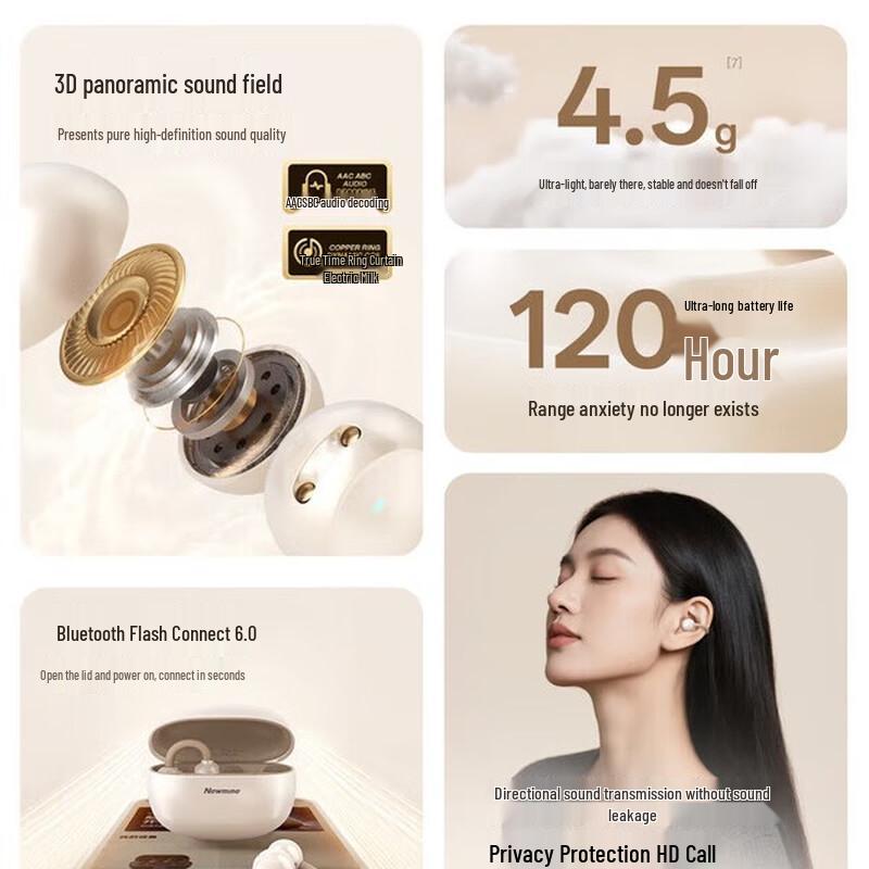 Newmine LY63 Open-Ear Clip Bluetooth Earbuds