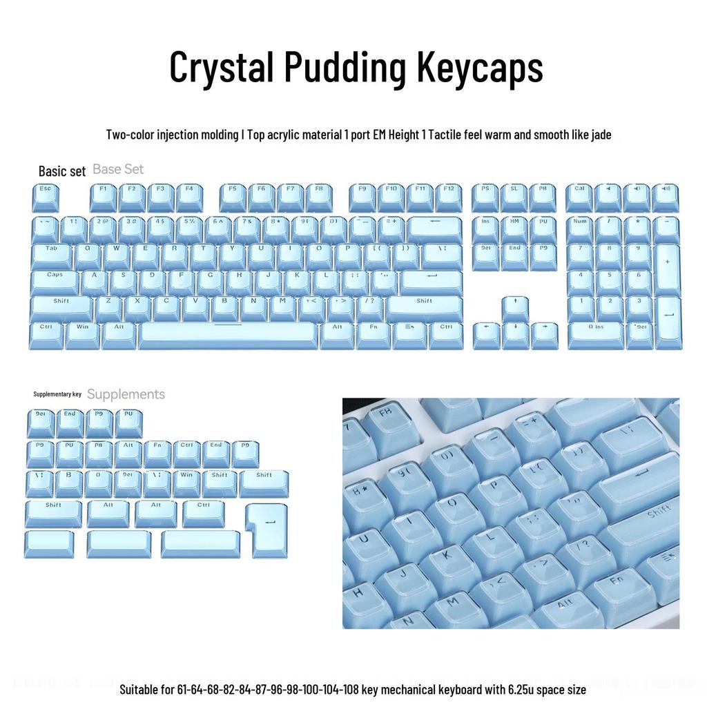 XVX Crystal Jelly 113-клавишный механический комплект кейкапов, двухцветный, с боковой гравировкой