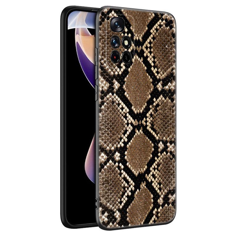 Fashion Snake Skin Black Silicone Phone Case For Xiaomi Redmi Note 10 11 11S 12 13 4G 8 9 11T Pro 5G Plus 8T 9S 10S 12S